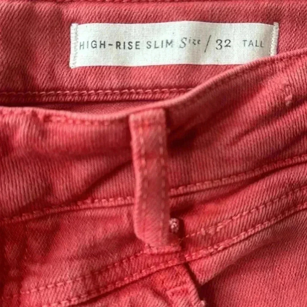 Anthropologie Pilcro Womens 32 Tall Red High Rise Thrashed Skinny Jeans Stretch - Picture 10 of 13
